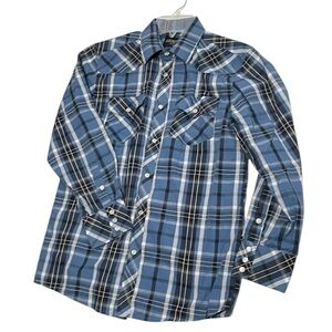 Gioberti plaid pearl snap cattleman’s western shirt long sleeve boy’s size 14